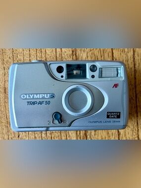 Olympus Trip AF 50 Point-and-Shoot Camera - Silver with Black Accents